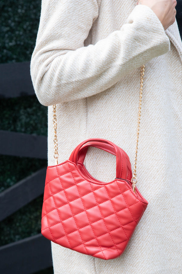 Addie Quilted Mini Bag, Red