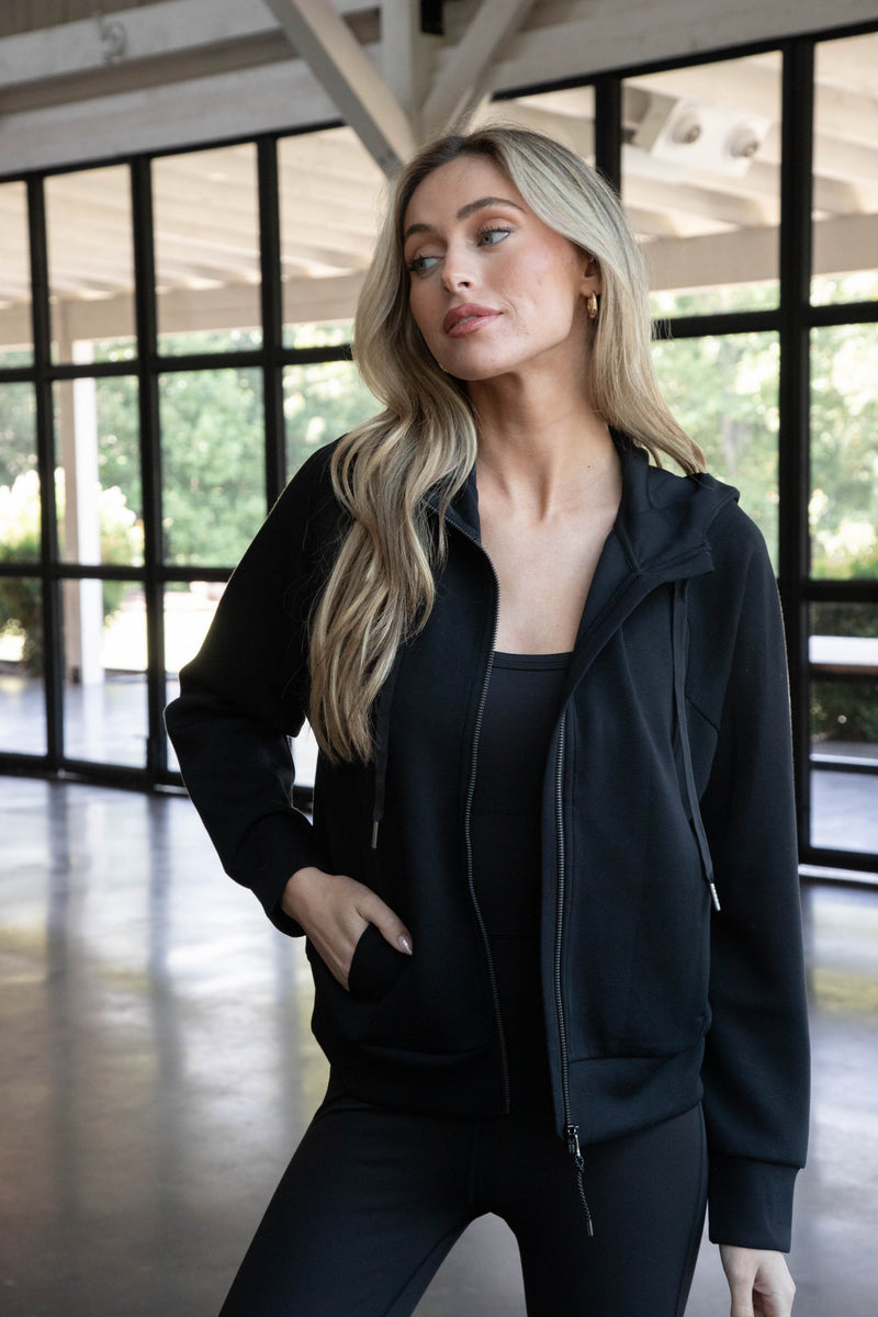 Airessentials Full Zip Hoodie, Very Black | SPANX