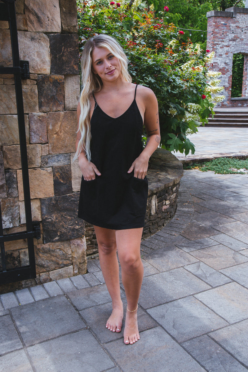 Giselle Sporty Mini Dress, Black