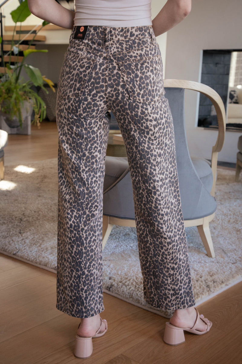 Maeve Vintage Straight Jeans, Leopard Print