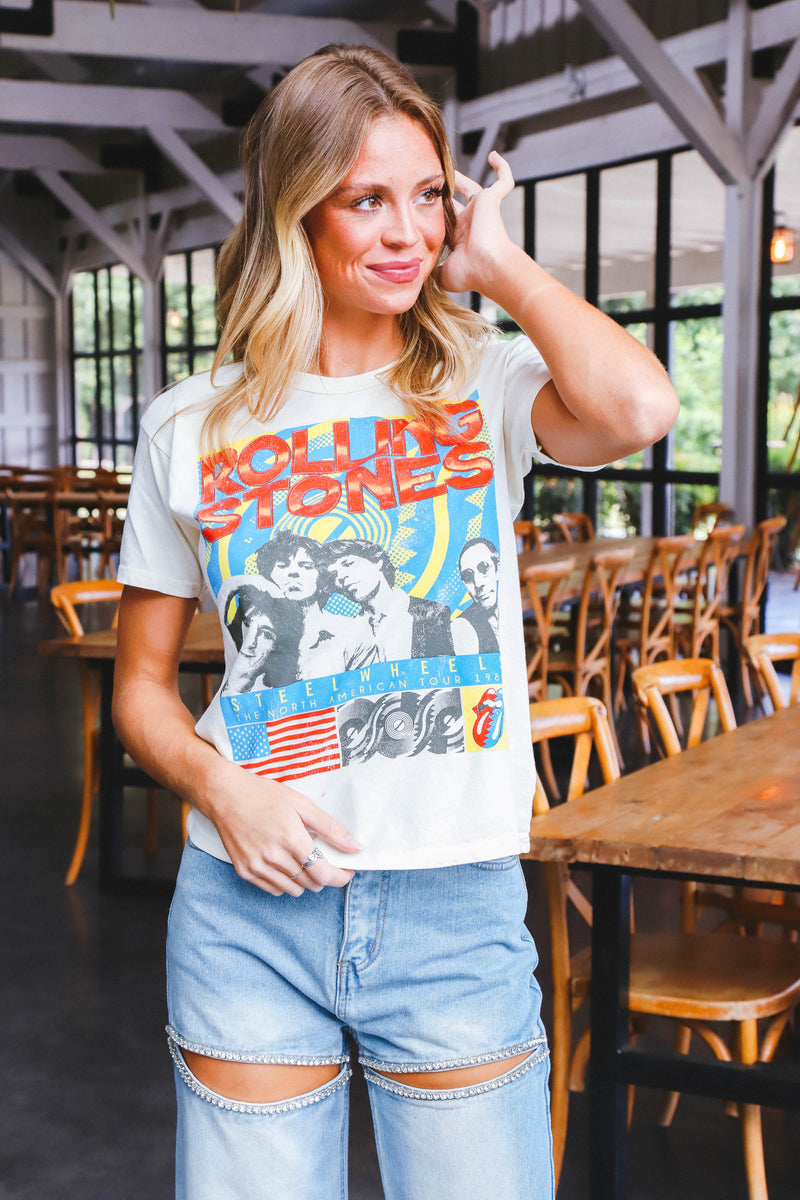 Rolling Stones Steel Wheels Ringer Tee, Stone Vintage | Daydreamer