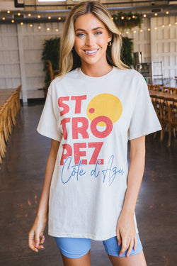 St Tropez Oversized Graphic Tee, Ivory