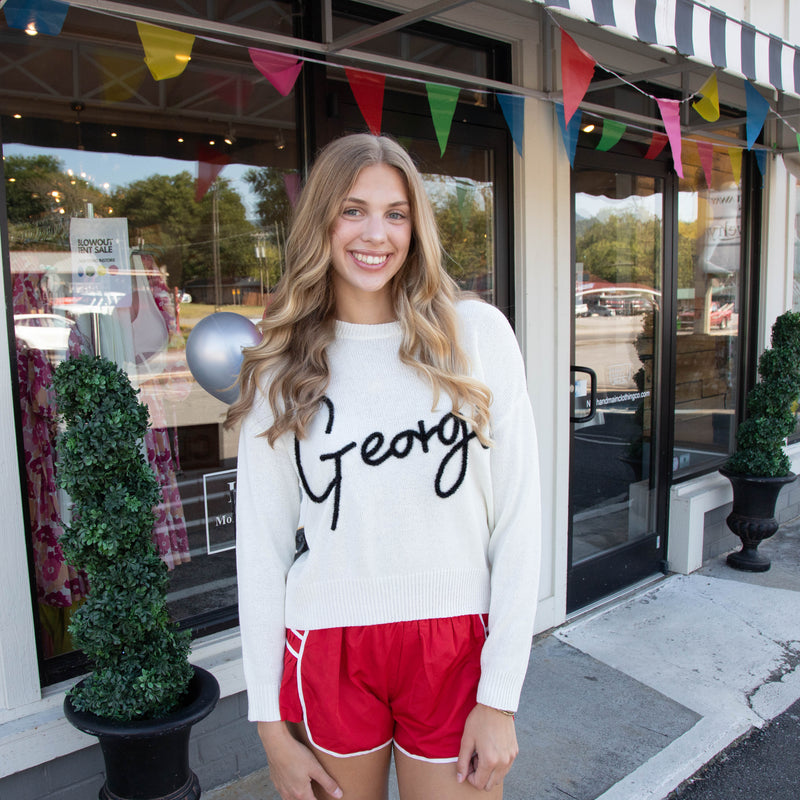 Georgia Script Sweater, White