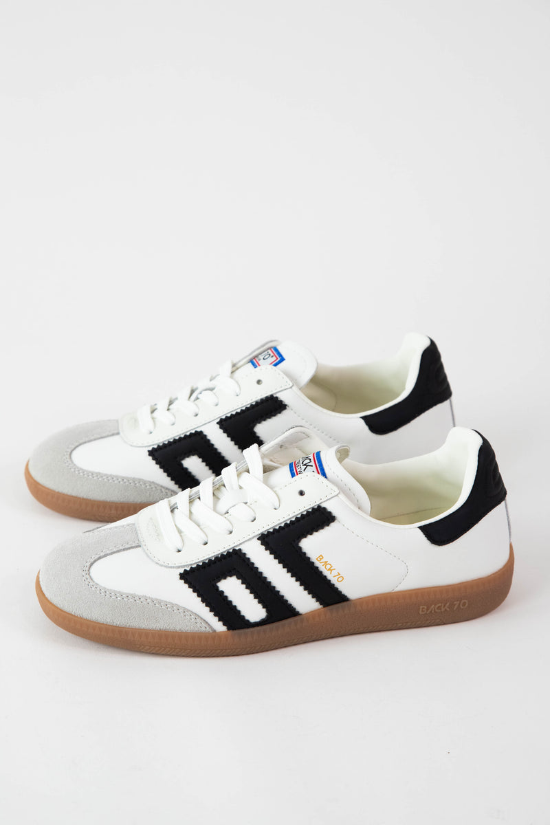 Cloud Lace Up Vintage Sneaker, White Black | Back 70