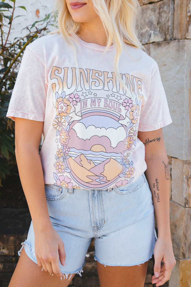 Sunshine In My Soul Graphic Tee, Light Pink
