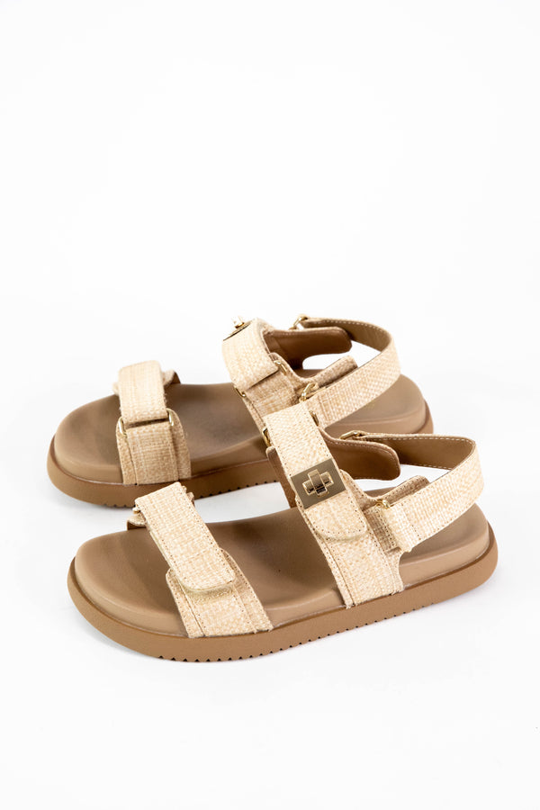 Cobber Flatform Sandal, Raffia Natural