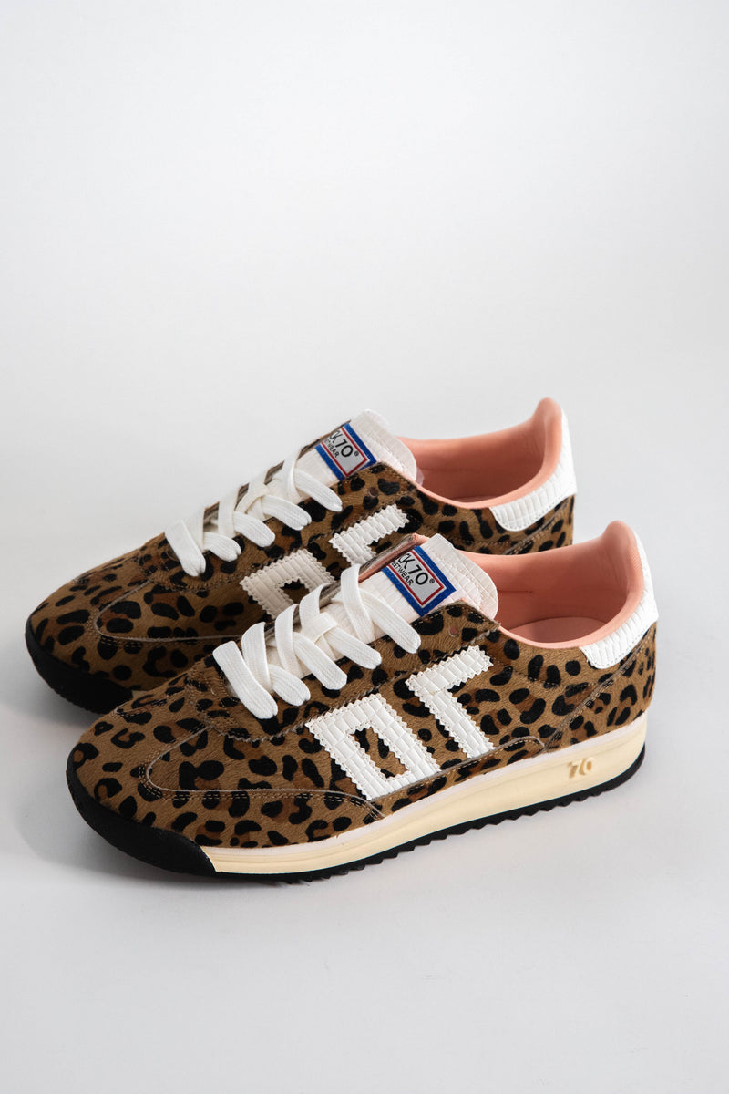 Barkley Jogger Retro Sport Sneaker, Leopard Camel White | Back 70