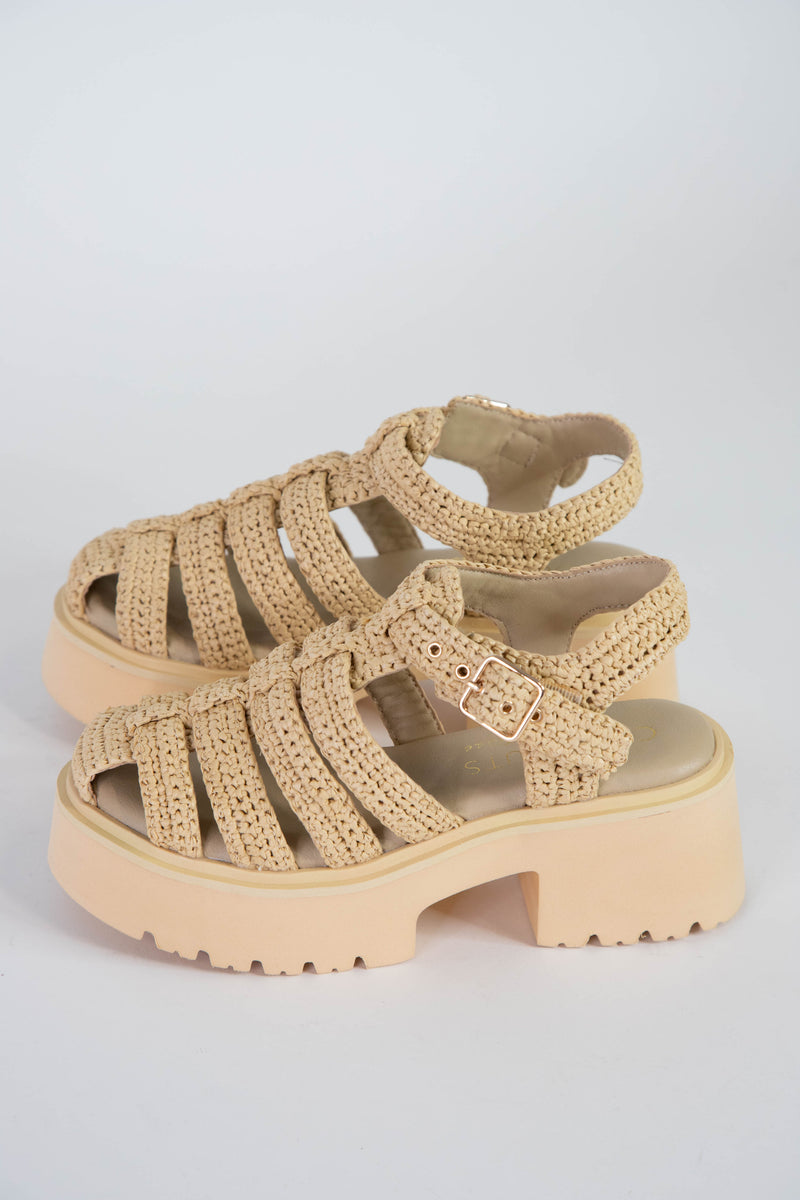 Tavi Raffia Caged Chunk Sandal, Natural | Coconuts by Matisse