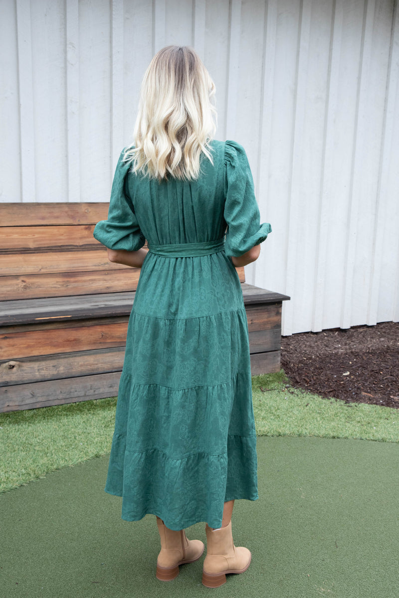 Irelyn Button Neck Maxi Dress, Hunter Green