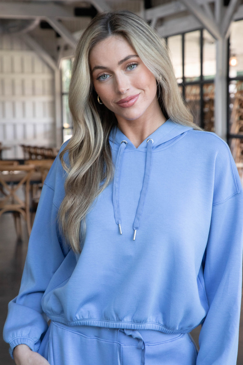 Airessentials Cropped Hoodie, Cornflower Blue | SPANX