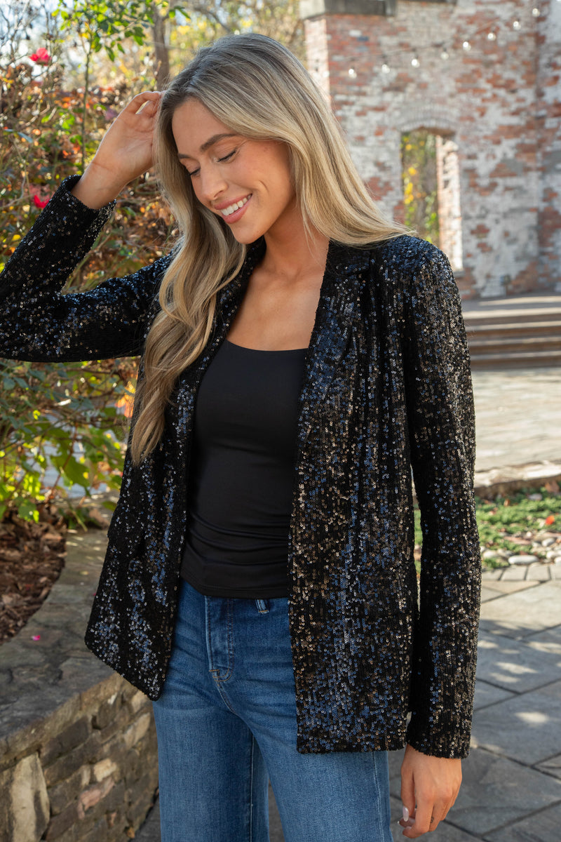 Payton Sequin Blazer, Black | Steve Madden