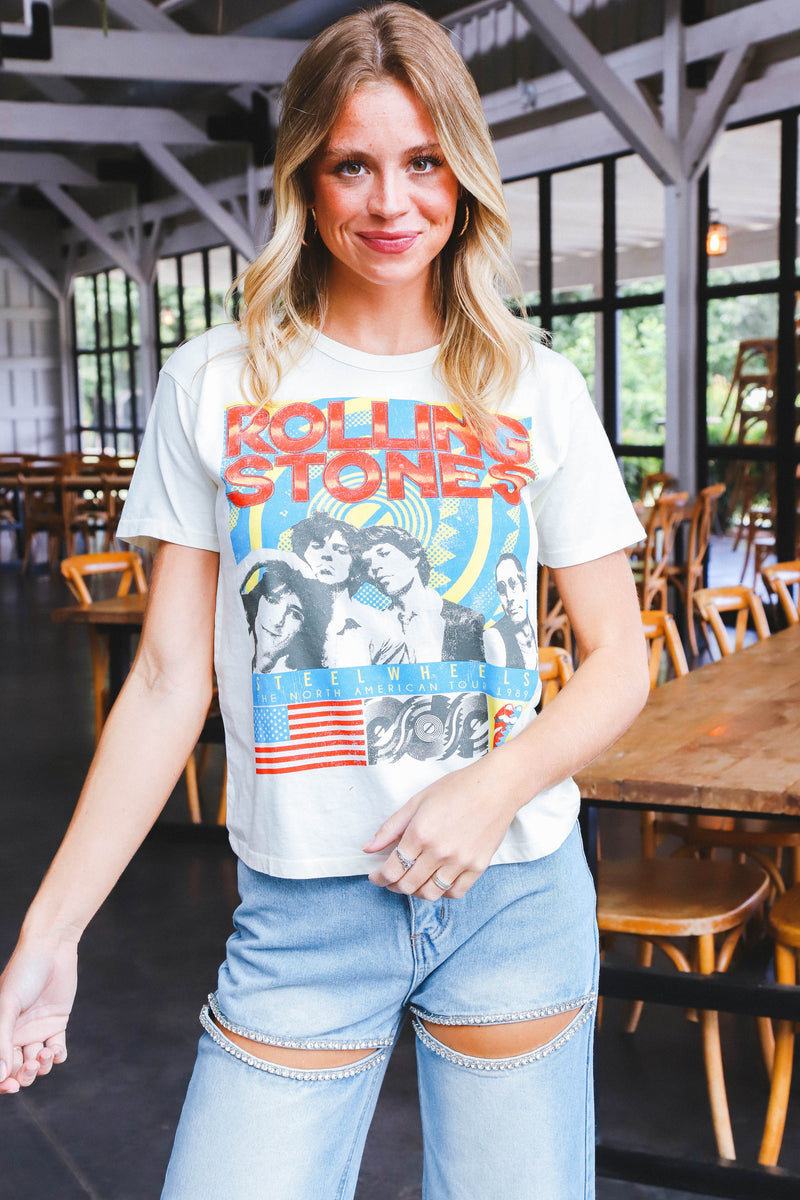 Rolling Stones Steel Wheels Ringer Tee, Stone Vintage | Daydreamer