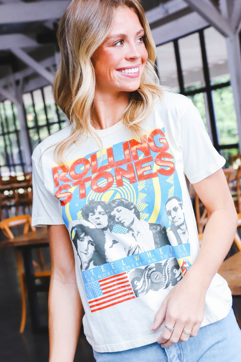 Rolling Stones Steel Wheels Ringer Tee, Stone Vintage | Daydreamer