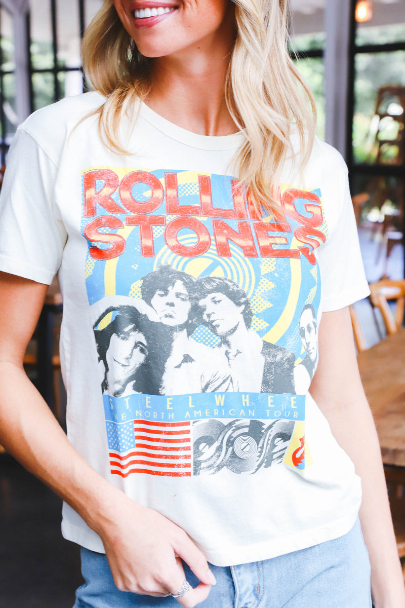 Rolling Stones Steel Wheels Ringer Tee, Stone Vintage | Daydreamer