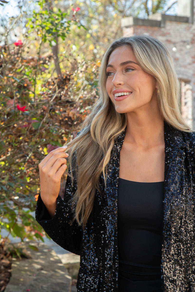 Payton Sequin Blazer, Black | Steve Madden