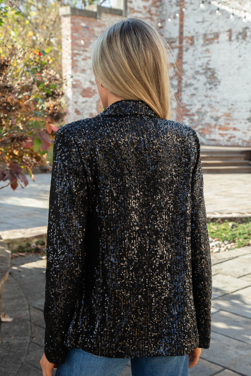 Payton Sequin Blazer, Black | Steve Madden