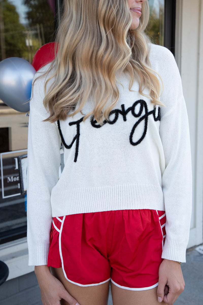 Georgia Script Sweater, White