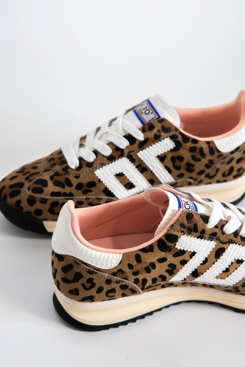 Barkley Jogger Retro Sport Sneaker, Leopard Camel White | Back 70