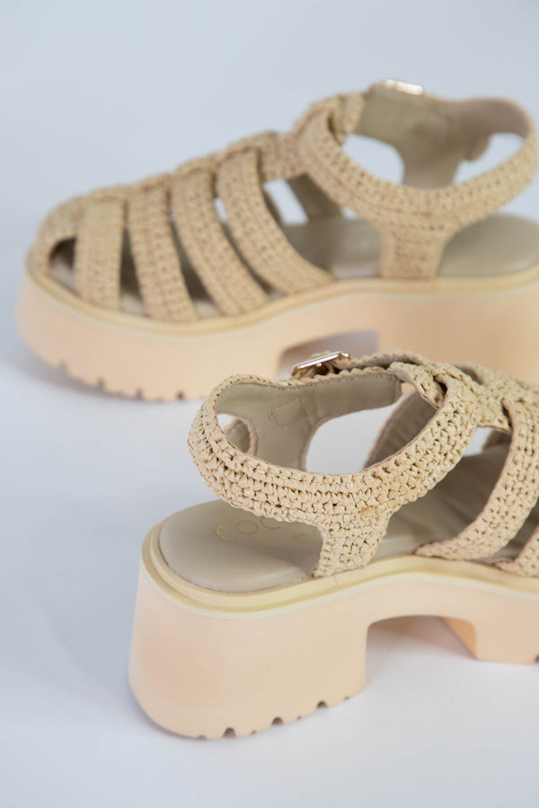 Tavi Raffia Caged Chunk Sandal, Natural | Coconuts by Matisse