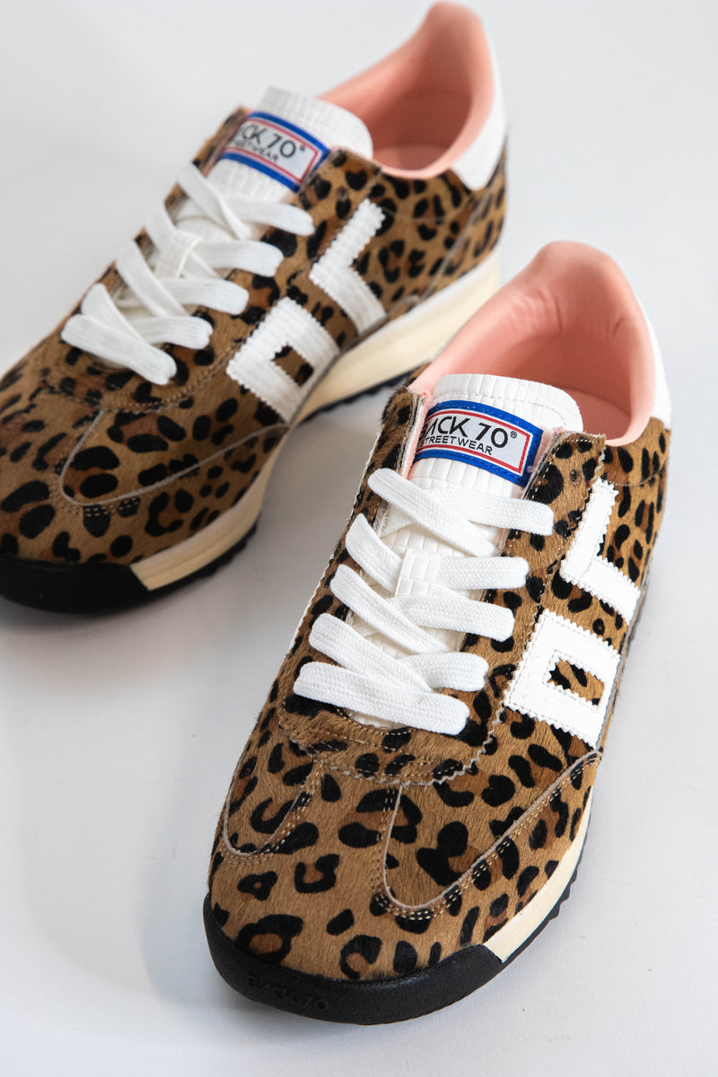 Barkley Jogger Retro Sport Sneaker, Leopard Camel White | Back 70