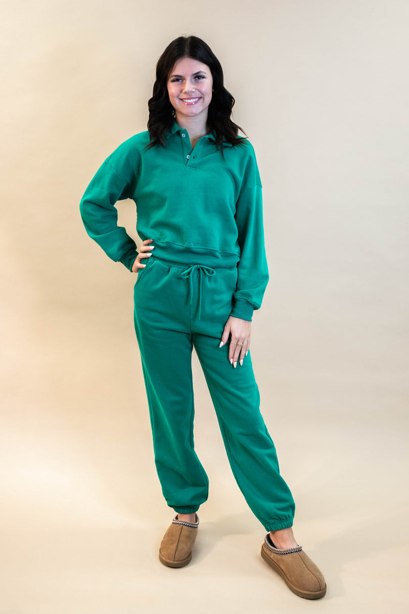 Elora Elastic Cuff Sweatpants, Hunter Green