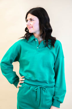 Sierra Polo Sweatshirt, Hunter Green