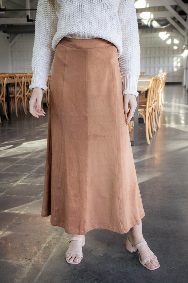 Leanne Suede Maxi Skirt, Camel