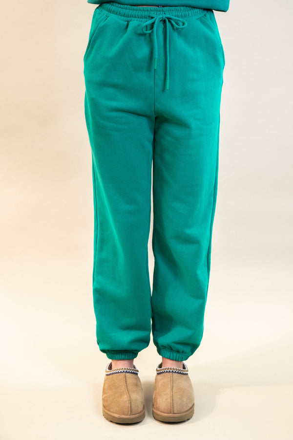 Elora Elastic Cuff Sweatpants, Hunter Green