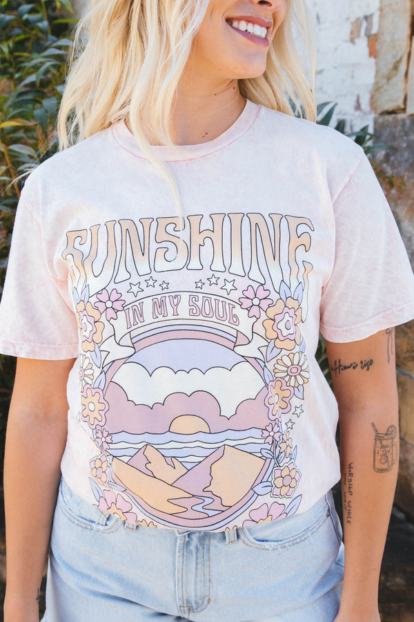 Sunshine In My Soul Graphic Tee, Light Pink