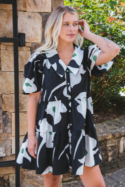 Malia Floral Button Down Dress, Black – North & Main Clothing Company