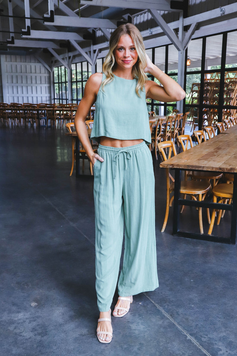 Sugarloaf Linen Pants, Sage | Sadie & Sage