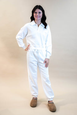 Elora Elastic Cuff Sweatpants, Ivory