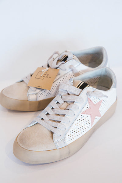 Paula Star Sneaker, White Perf | ShuShop – North & Main Clothing Company