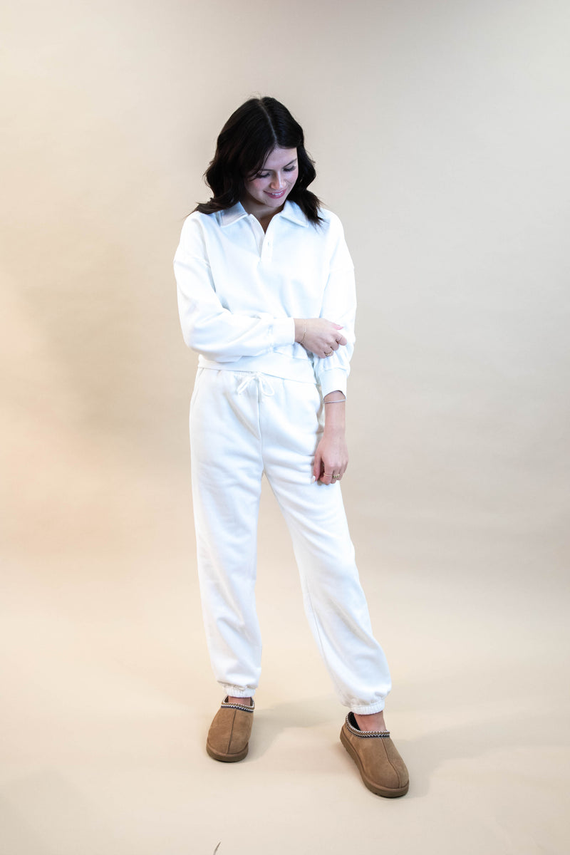 Elora Elastic Cuff Sweatpants, Ivory