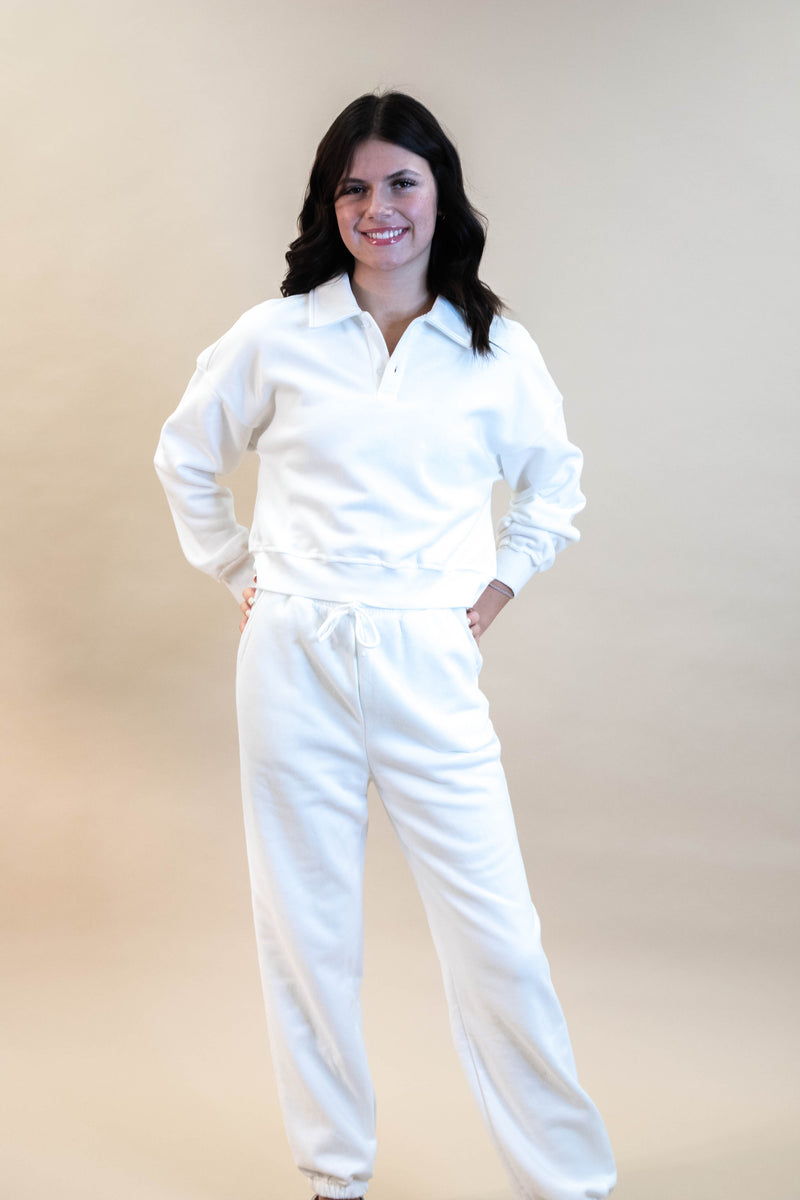 Elora Elastic Cuff Sweatpants, Ivory