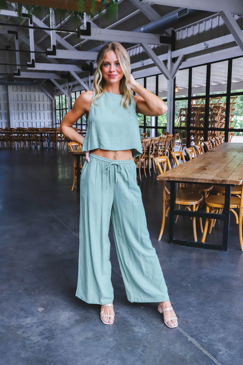 Sugarloaf Linen Pants, Sage | Sadie & Sage