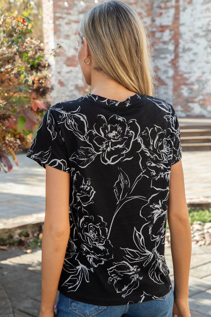 The Perfect Tee, Rose Stencil Black | Sanctuary