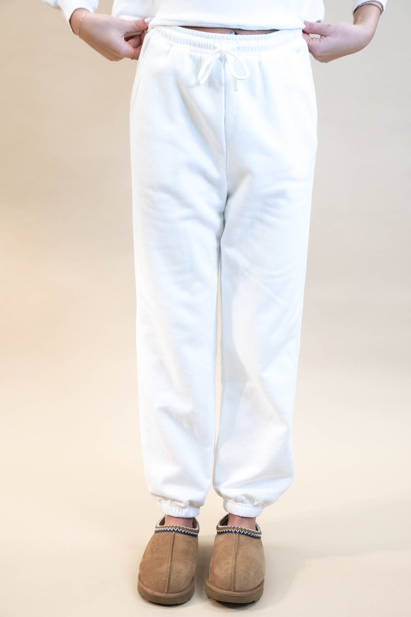 Elora Elastic Cuff Sweatpants, Ivory