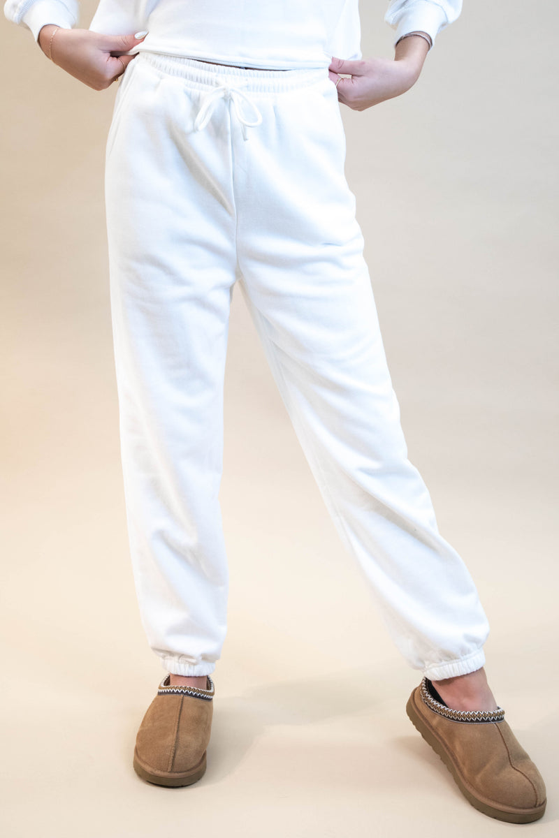 Elora Elastic Cuff Sweatpants, Ivory