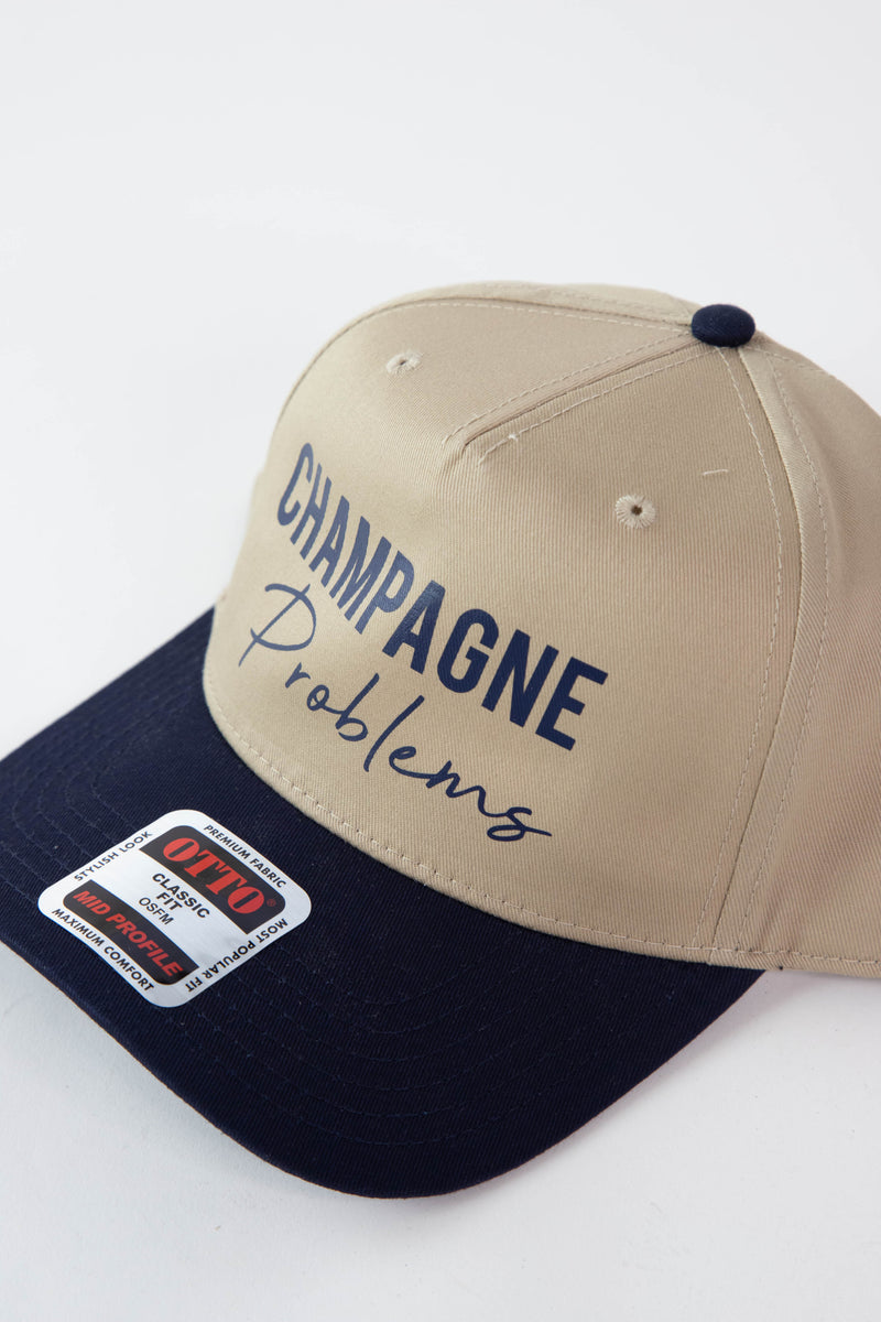 Champagne Problems Hat, Khaki/Navy