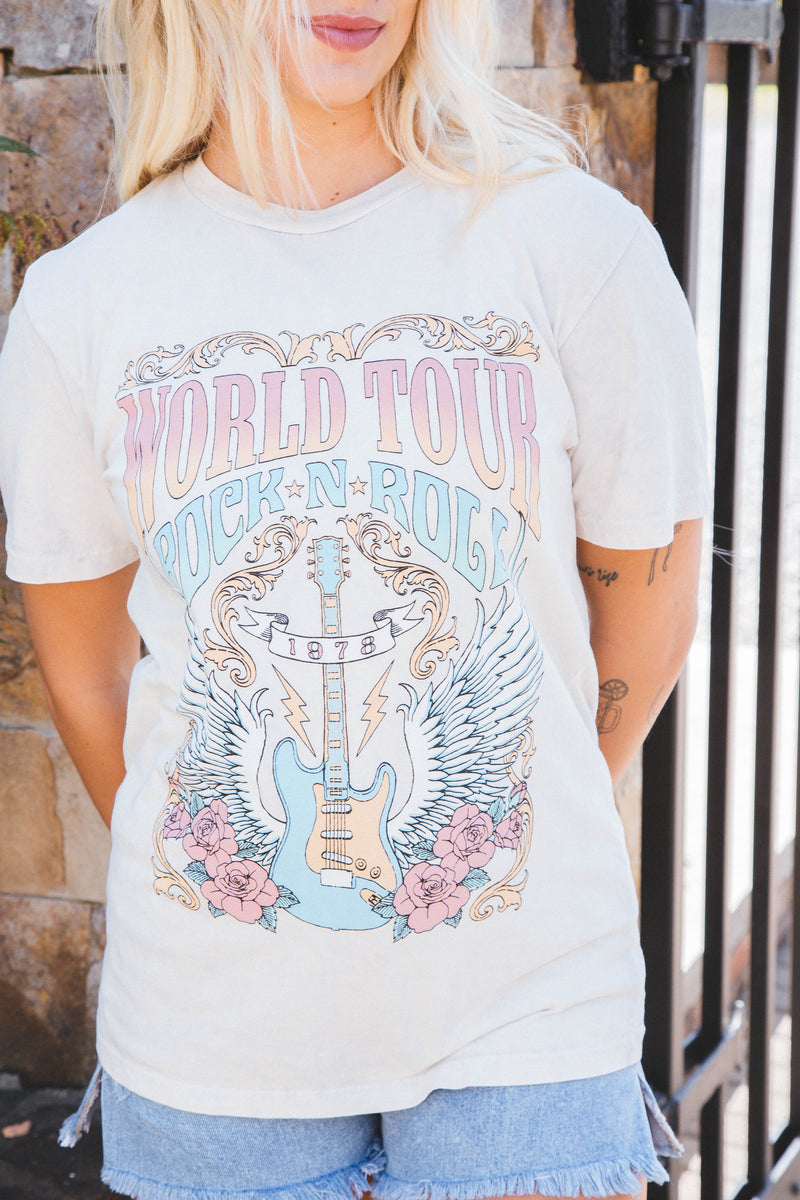 World Tour Rock N Roll Graphic Tee, Off White