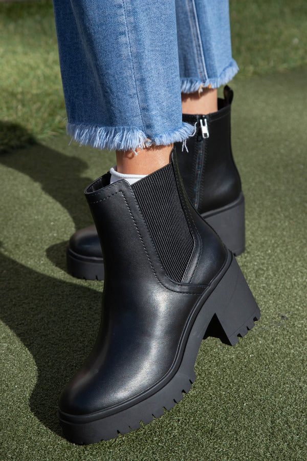 Walrus Platform Chelsea Boot, Black PU