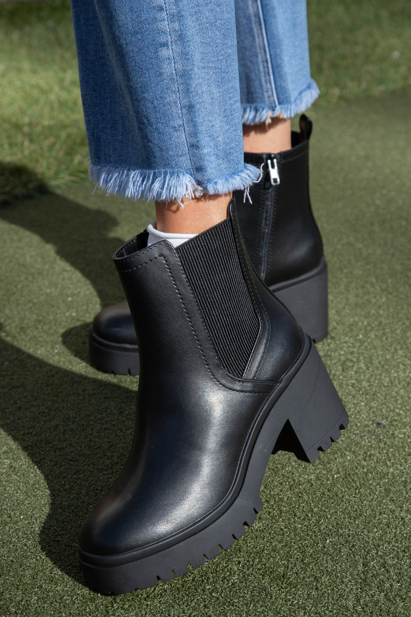 Walrus Platform Chelsea Boot, Black PU