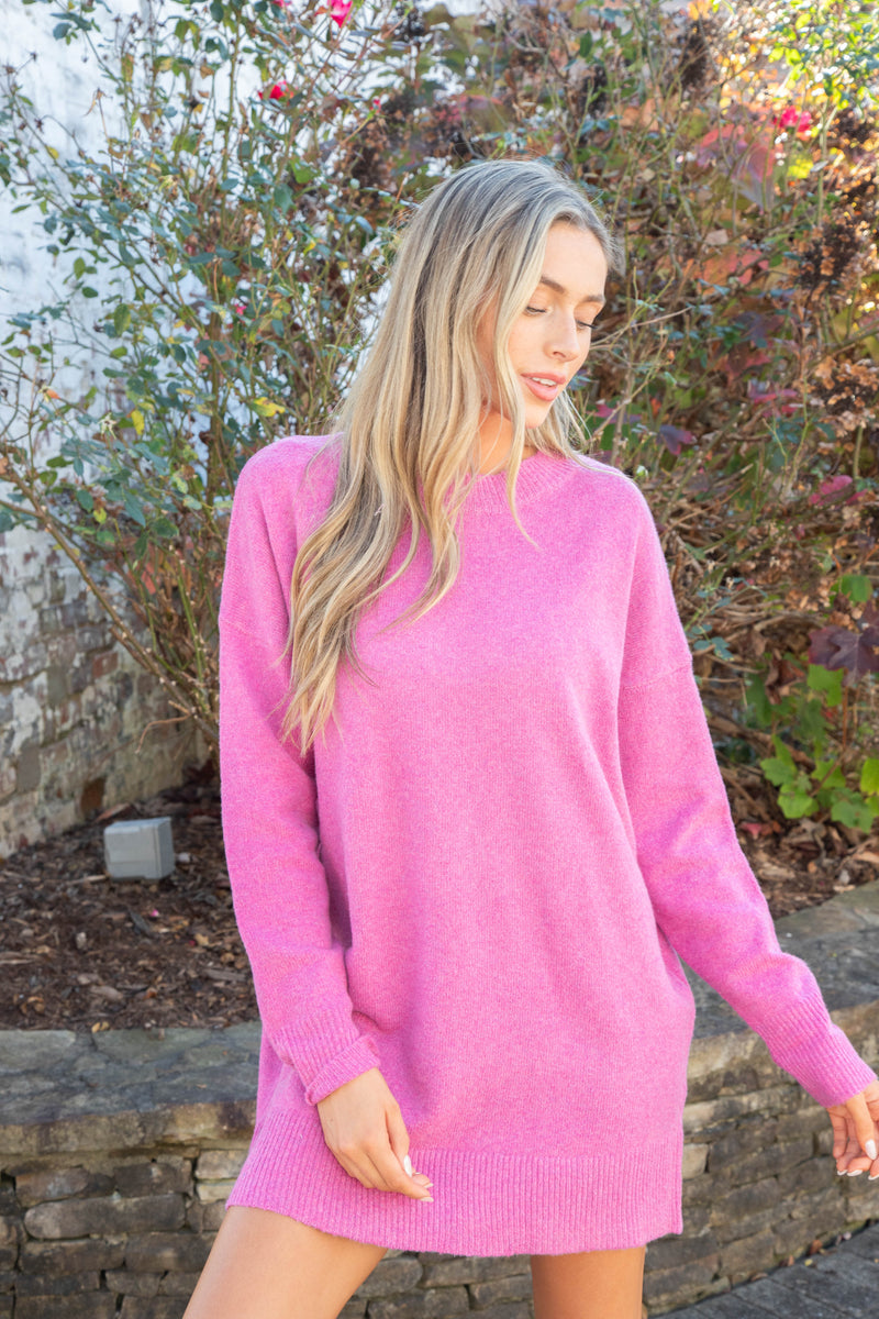 Rosalind Oversized Sweater Dress, Pink