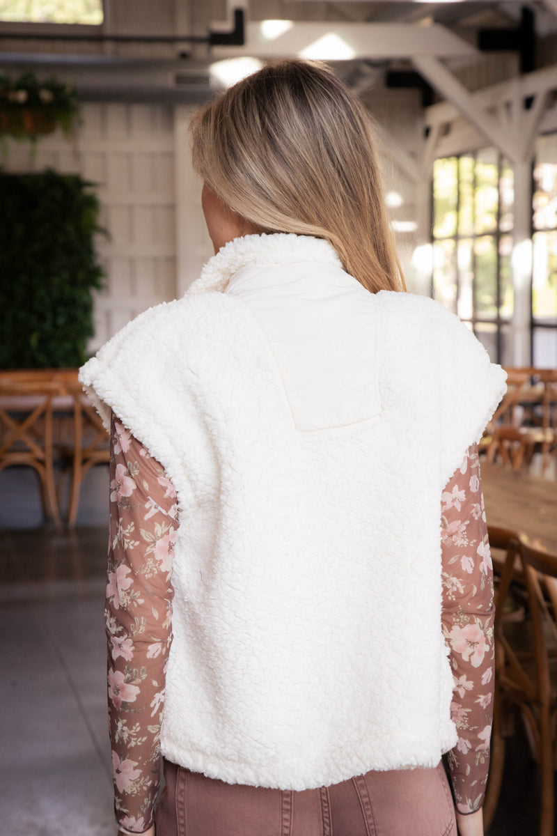 Amilia Faux Shearling Vest, Cream