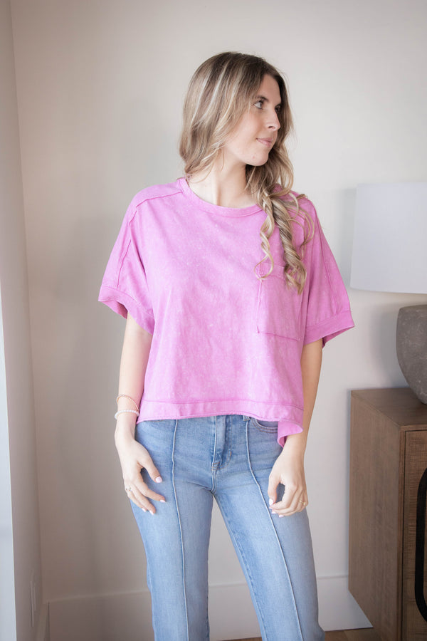 Arya Oversized Crop Knit Top, Orchid