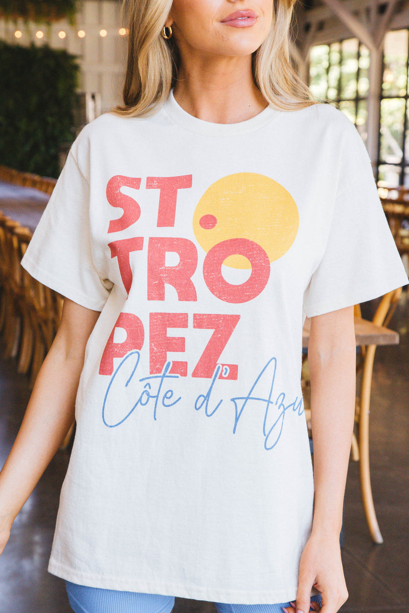 St Tropez Oversized Graphic Tee, Ivory