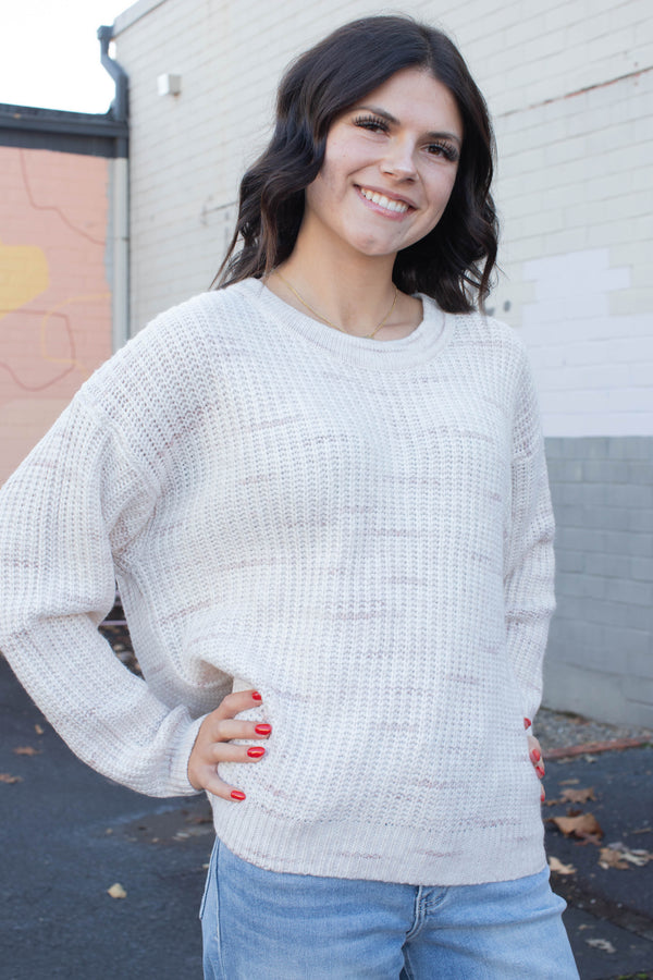 Cozy V-Back Sweater, Coconut Smoke | Sanctuary