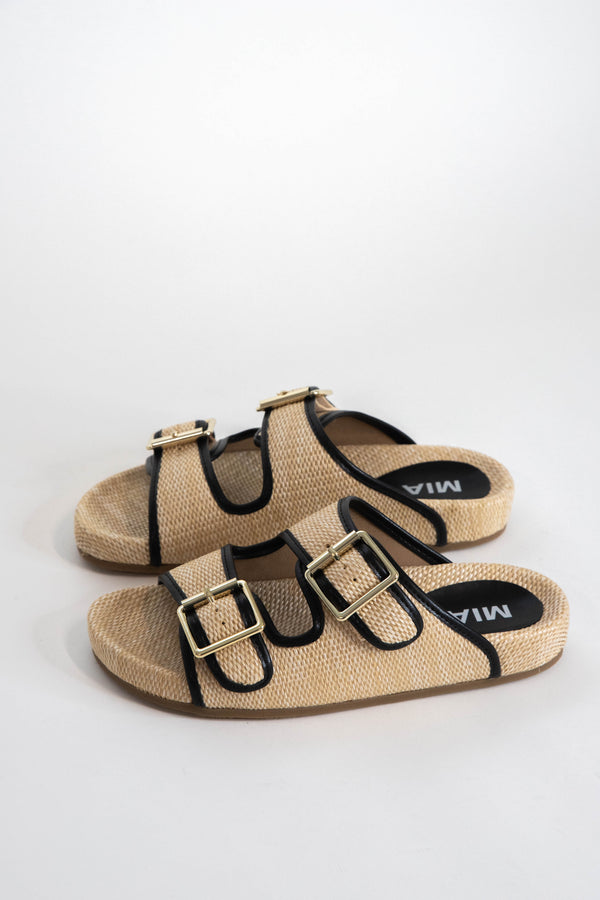 Gazell Two-Tone Raffia Sandal, Natural/Black