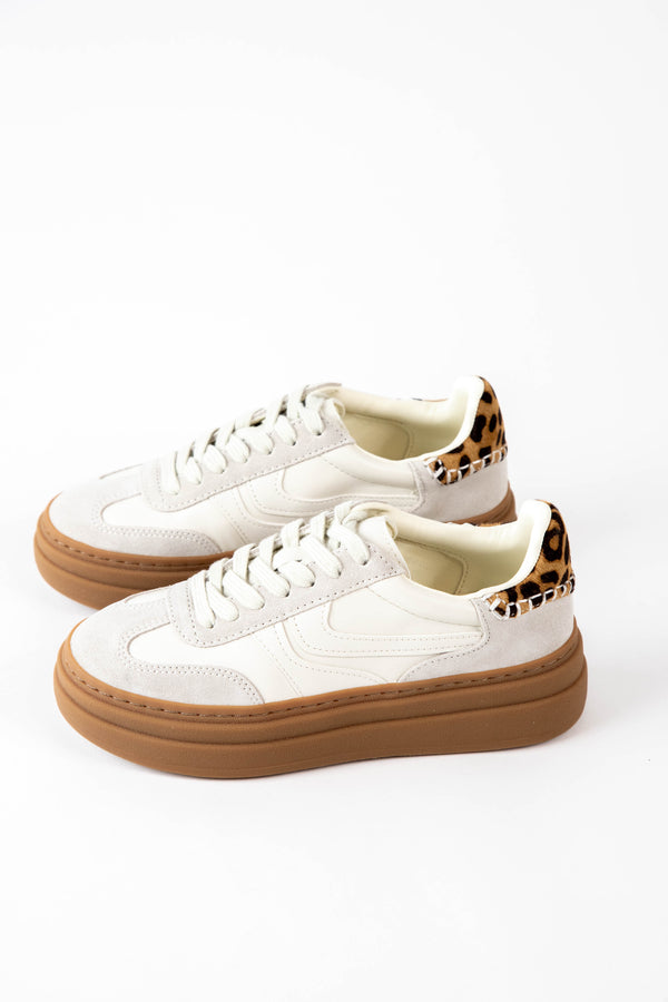 Dodge Leopard Accent Sneakers, Bone Multi | Steve Madden